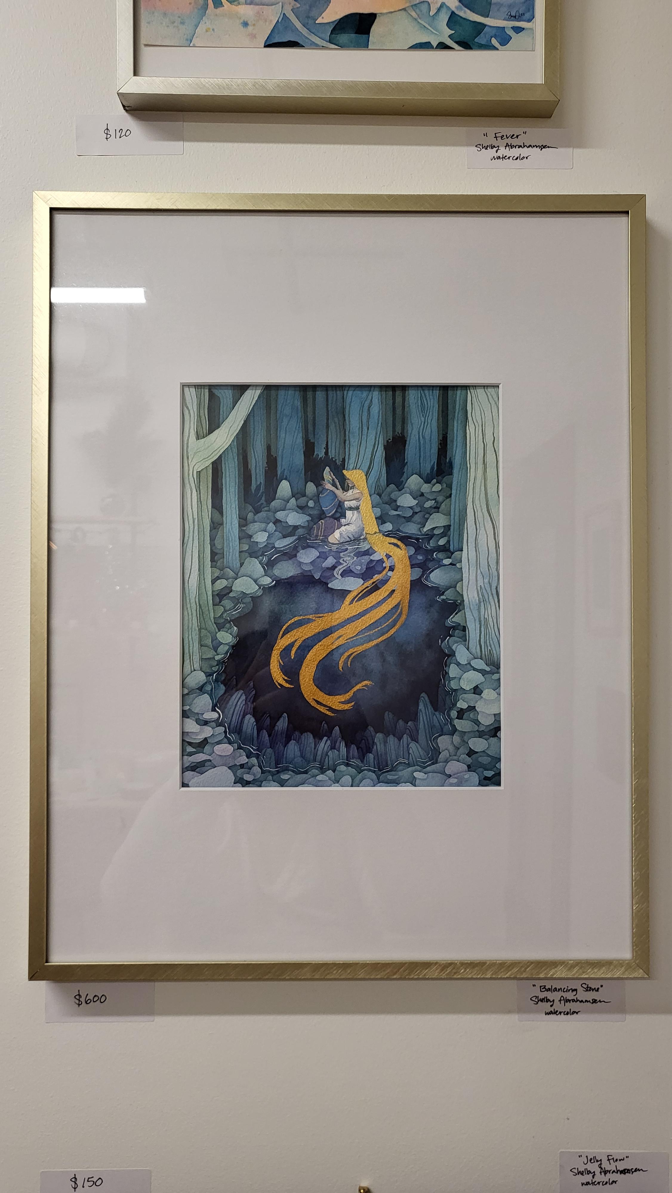 Balancing Stones By Shelby Abrahamsen: Framed Original Watercolor Painting