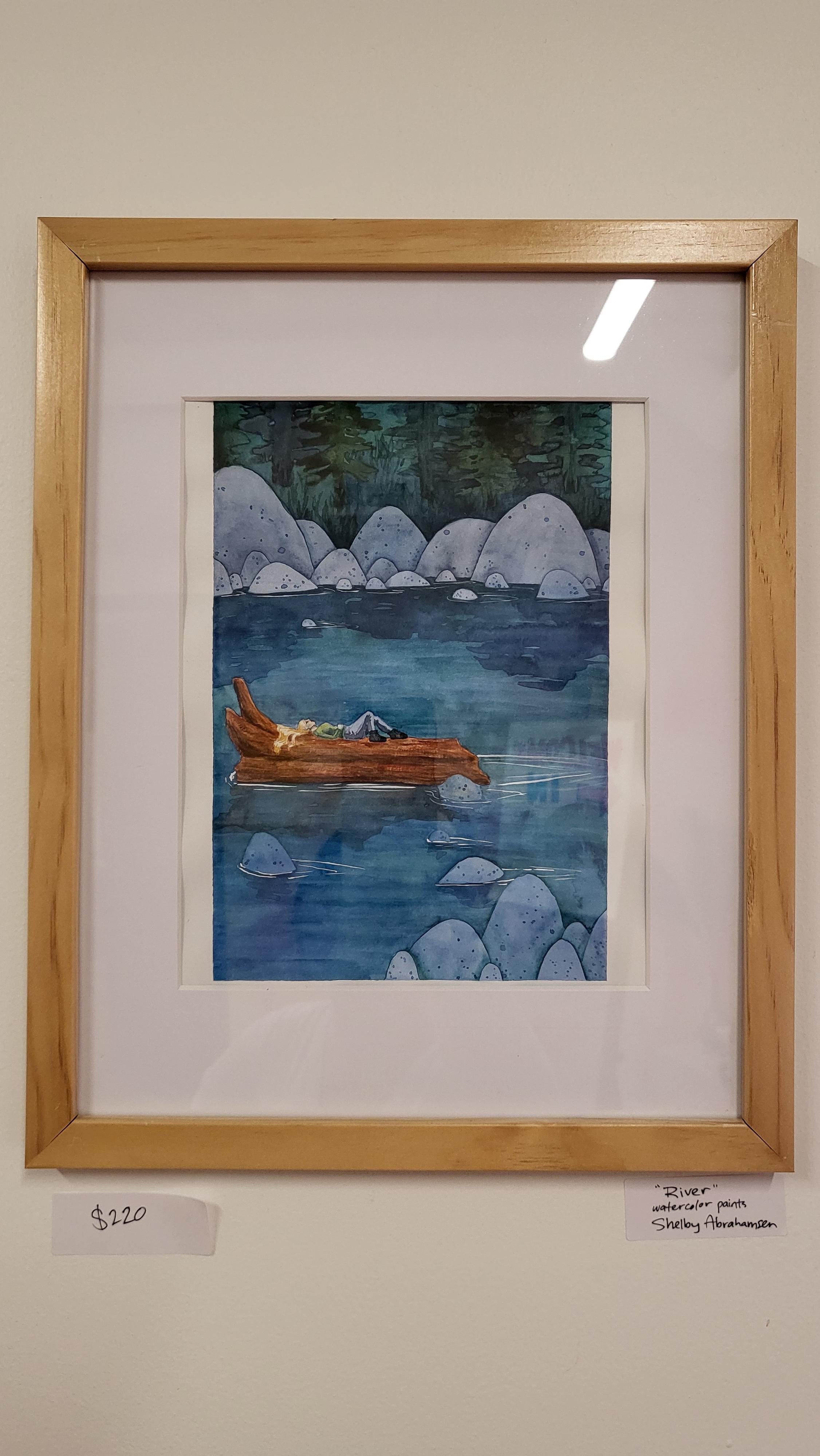 River By Shelby Abrahamsen - Framed Original Watercolor Painting